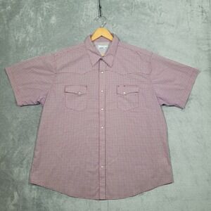 Wrangler Shirt Mens XXL 2XL Western Pearl Snap Short Sleeve Geometric Print Red